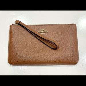 Coach Brown Leather Wristlet Card Holder Wallet